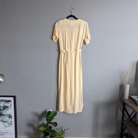 Skylar + Madison Dress | Button Yellow V Neck Belted - Picture 2 of 8